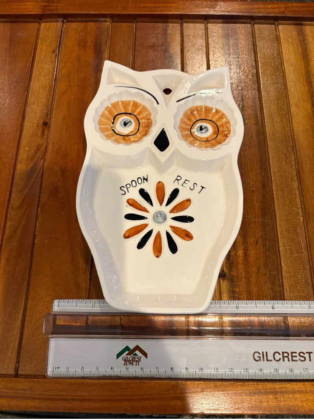 Vintage MCM Hand Painted Ceramic Owl Spoon Rest Japan
